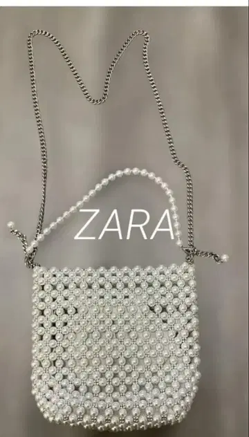 ZARA 자라 펄 비즈 미니 버킷 백