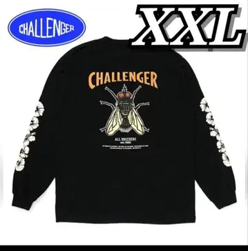 단종 모델 CHALLENGER 롱 슬리브 하이비스커스 T셔츠 블랙