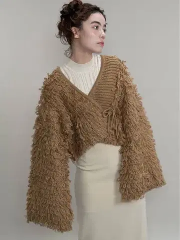 euw loop knit cardigan brown 가디건 브라운