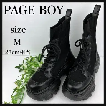 PAGEBOY 페이지 보이 레이스업 삭스 부츠 초 통굽 M 23