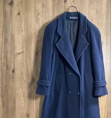 USA제 빈티지 롱 코트 무지 두꺼운 원단 울 구제 의류 네이비 H1