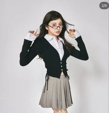 Darich (다리치) 셔츠 도킹 레이스업 니트탑