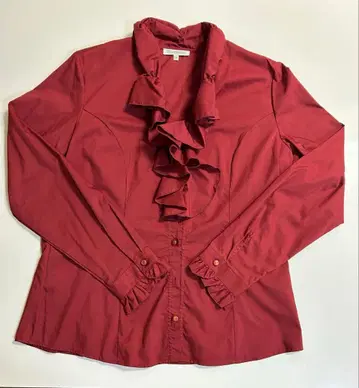 프릴 달린 빨간색 긴팔 셔츠 M 사이즈