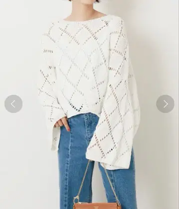 스픽 앤 스팬 패턴 니트 크롭 풀오버 화이트 [ 새상품급 ]