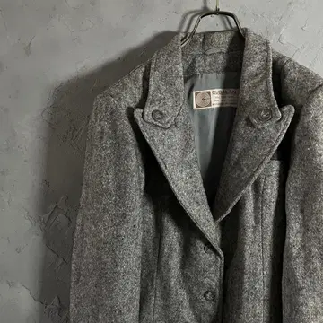 빈티지 코트 울 100% 숏 기장 풀 버튼 심플 HD4