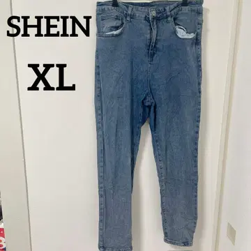 SHEIN [ XL ] 하이웨스트 데님 블루 청바지 심플 팬츠