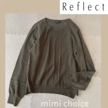 [ Reflect ] 레이스 절개 디자인 니트탑 카키 9호