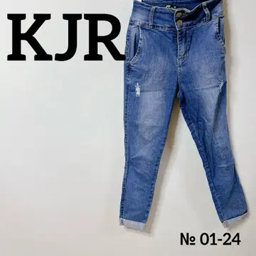 KJR 데미지 가공 데님 스키니 팬츠