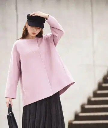 캐시미어 블렌드 라이트 울 코트 핑크