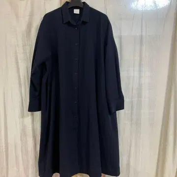 데닐 Denir 네이비 셔츠 원피스 긴팔 체크 무늬 빅