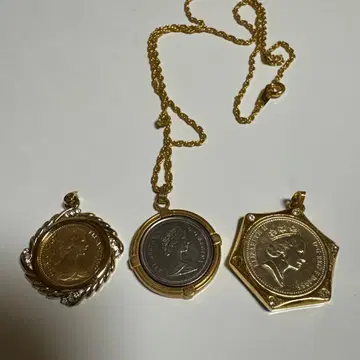 금 도금 코인 펜던트 3개 세트