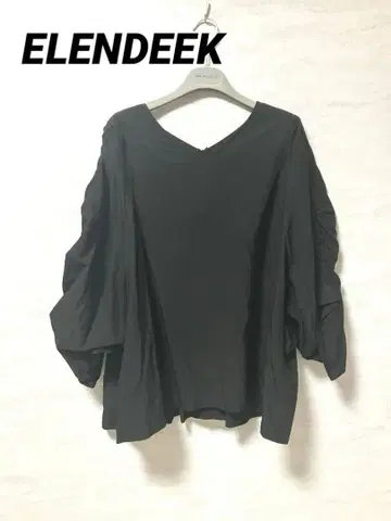 [ ELENDEEK ] V넥 개더 슬리브 상의