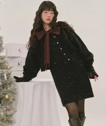 [ loin nuit ] 스팽글 니트 셋업 블랙