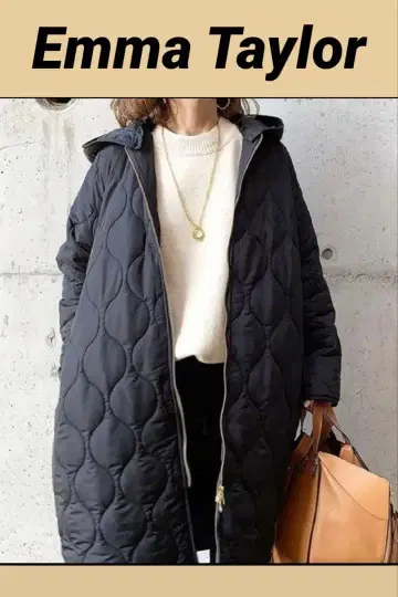 엠마 테일러 블랙 퀼팅 롱 코트