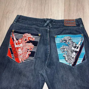 00s COOGI 배기 팬츠 드래곤 자수 w38 bboy hiphop