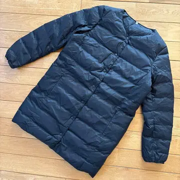 새상품급 무인양품 MUJI 경량 롱다운 포켓터블 코트 블랙 S