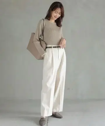 따뜻한 아름다운 실루엣 와이드 팬츠