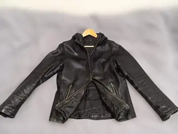 AMPHIBIAN 앰피비언 가죽 자켓 더블 지퍼 후드 부착