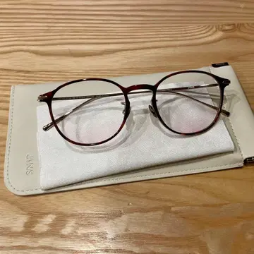 JINS 진즈 중안부 단축 안경 티크 컬러 렌즈 안경 도수 없음