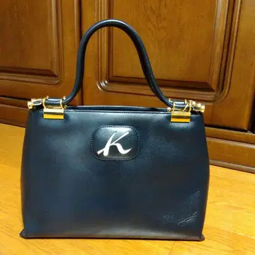 [키타무라] 네이비 가죽 핸드백 파우치 포함 [컨디션 최상]