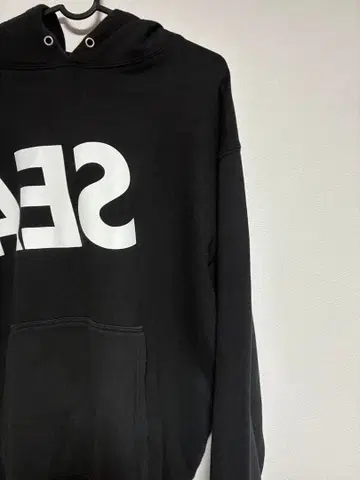 인기 윈드앤씨 후드티 풀오버 빅 로고 블랙 M