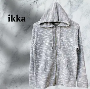 [ 이카 ] 니트 후드티 [ M ] 그레이 심플 풀 집업 후디/후드
