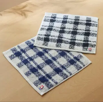 체크 무늬 타월 손수건 2장 세트