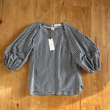 새상품급 saqui Vichy Big Sleeve Blouse 36