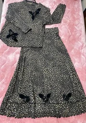 패턴 리본 장식 셋업 스커트/프리 사이즈