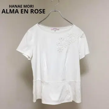 [하나에모리 ALMA EN ROSE] 반팔 티셔츠 자수 프릴 화이트 38