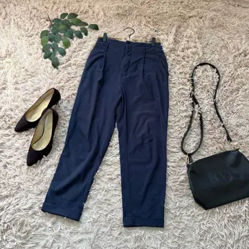 6843 비스 턱 테이퍼드 팬츠 [ M ] 네이비/스트레치/크롭