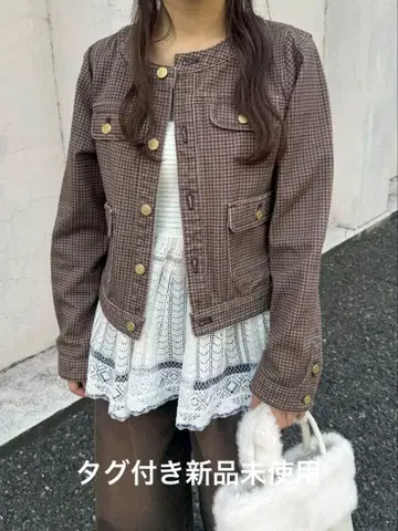 릴리 브라운 노카라 클래시컬 데님 자켓 체크