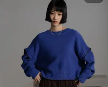 [ 앞뒤 착용 가능 ] 2WAY 하이 스티치 풀오버 블루 숏