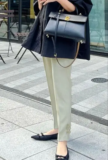 fitmore 핏모어 밑단 리본 스트레이트 팬츠 리본 팬츠 완판템