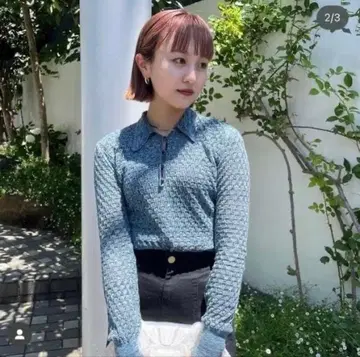 멀티 패턴 니트 셔츠 마메쿠로구치