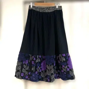 M & KYOKO 엠앤쿄코 니트 절개 스커트 퍼플 1