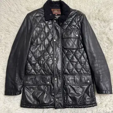 미츠미네 램 가죽 퀼팅 코트 블랙 블루종 코듀로이 M