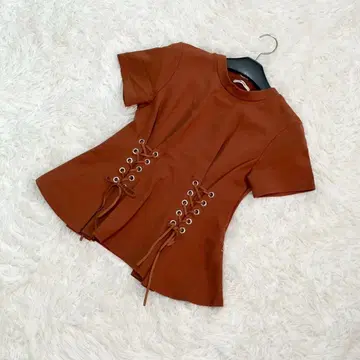 MURUA 블라우스 코르셋 디자인 레이스업 더스티 컬러 모드