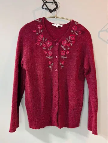 [ HANAE MORI ] 알파카 모 비즈 자수 가디건