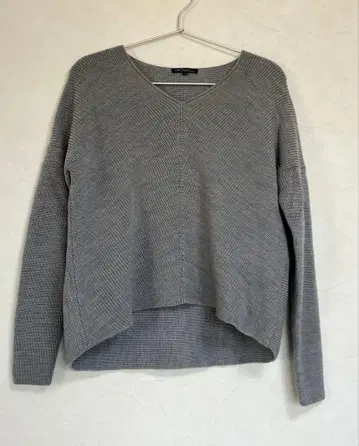 23구 니트 울 혼방 V넥 긴팔 상의 라이트 그레이 38 루즈핏