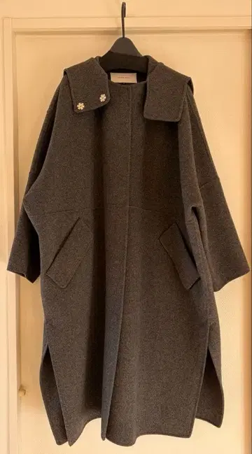 LE CIEL BLEU 후드 오버코트 36 차콜 그레이