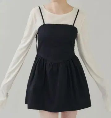 GIUNON 백 리본 미니 드레스 블랙