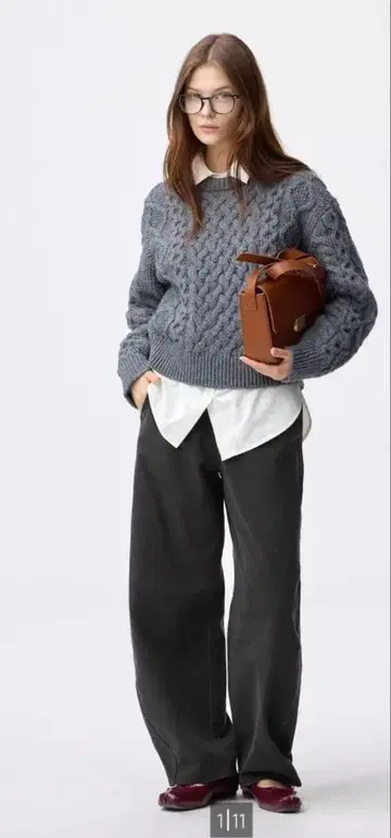 GU 데님 맨투맨 배럴 레그 팬츠 다크 그레이 sizeL