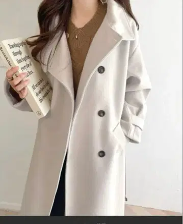 시착 정도 클래식 엘프 니트 모사 스탠드 롱 코트 아이보리 M