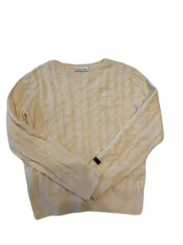 Lacoste 케이블 니트 스웨터 크림색 36