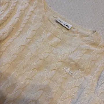 Lacoste 케이블 니트 스웨터 크림색 36