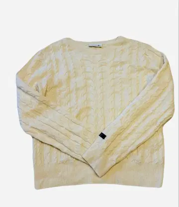 Lacoste 케이블 니트 스웨터 크림색 36