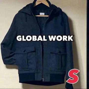 글로벌 워크 / 헤링본 무늬 집업 후드티 블루종