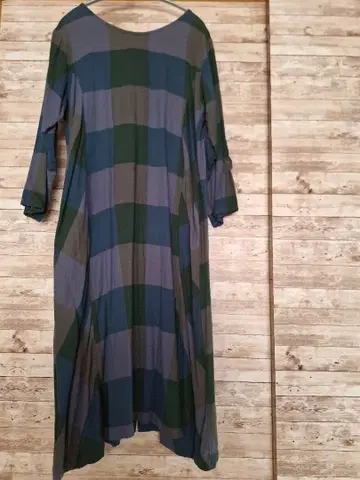 체크 무늬 롱 원피스 전후 2WAY 롱 가디건 빅 패턴 체크 원피스