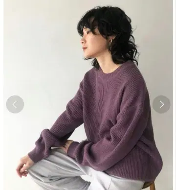 퍼플 리브 니트 긴팔 TODAYFUL